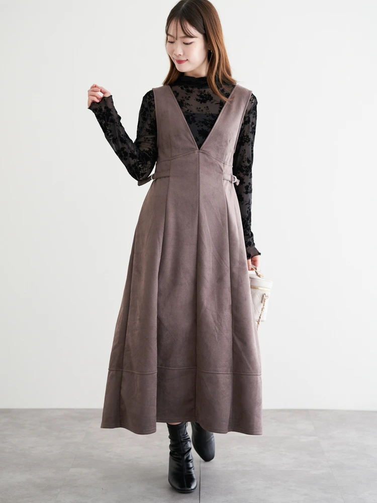 バックリボンスエードポンチジャンパースカート / LUDIC PARK（ル