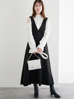 LUDIC PARK(ルディックパーク) |バックリボンスエードポンチジャンパースカート