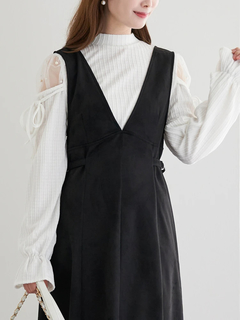 LUDIC PARK(ルディックパーク) |バックリボンスエードポンチジャンパースカート