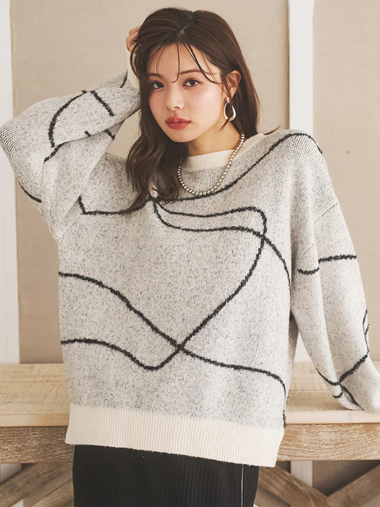 LUDIC PARK(ルディックパーク) |ラインジャガードシャギーラメニットトップス