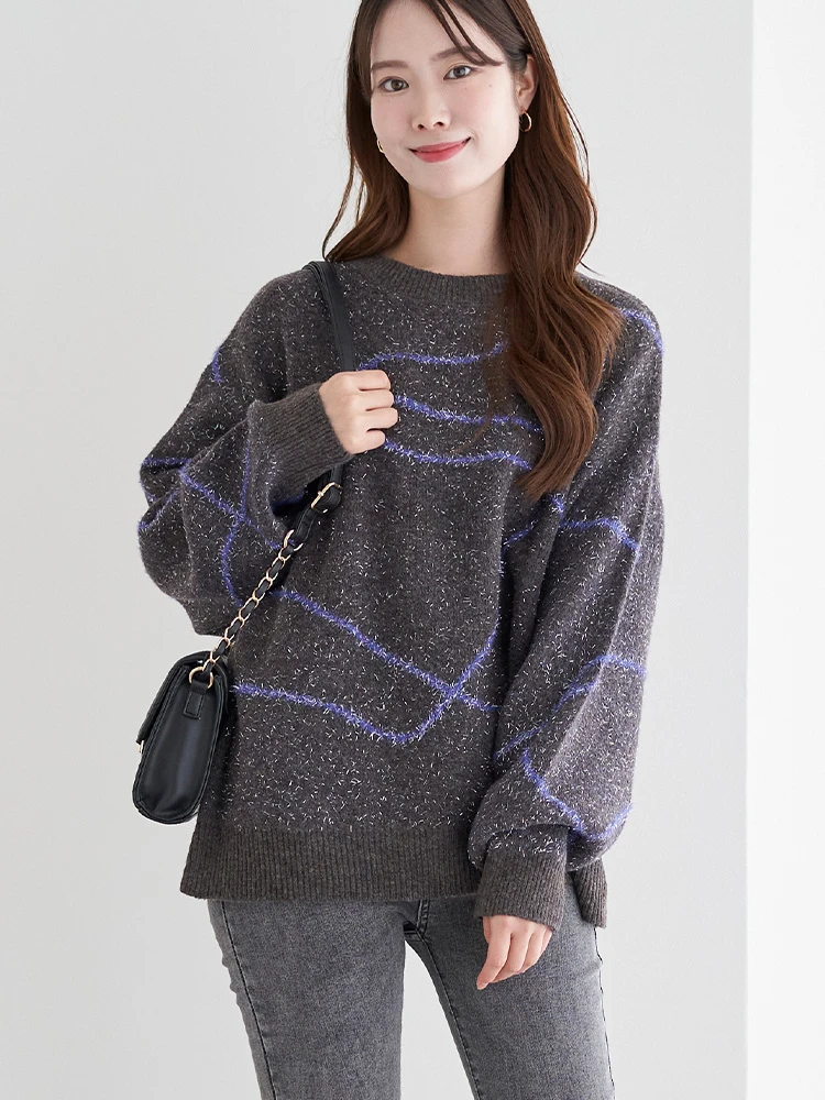 ラインジャガードシャギーラメニットトップス / LUDIC PARK（ル