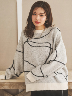 LUDIC PARK(ルディックパーク) |ラインジャガードシャギーラメニットトップス