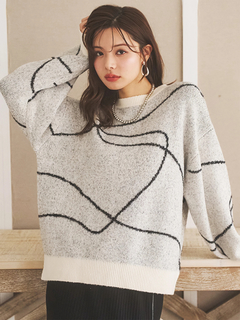 LUDIC PARK(ルディックパーク) |ラインジャガードシャギーラメニットトップス