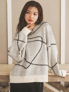 LUDIC PARK(ルディックパーク) |ラインジャガードシャギーラメニットトップス