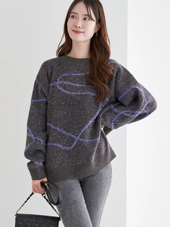 LUDIC PARK(ルディックパーク) |ラインジャガードシャギーラメニットトップス