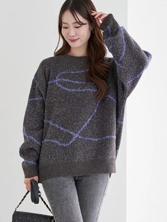 LUDIC PARK(ルディックパーク) |ラインジャガードシャギーラメニットトップス