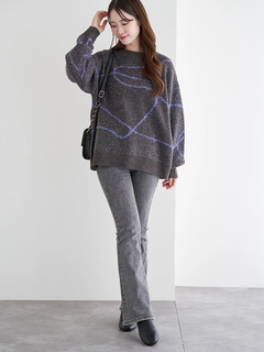 LUDIC PARK(ルディックパーク) |ラインジャガードシャギーラメニットトップス