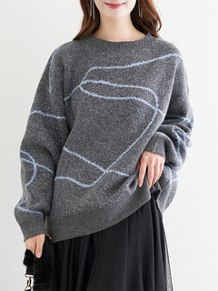 LUDIC PARK(ルディックパーク) |ラインジャガードシャギーラメニットトップス