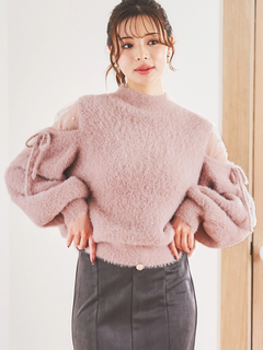 肩チュールパール付きシャギーニットトップス / LUDIC PARK（ル