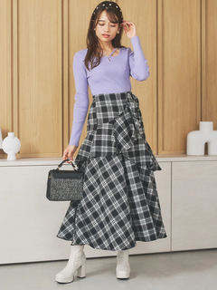 LUDIC PARK(ルディックパーク) |パール付きクロスリブニットトップス