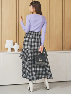 LUDIC PARK(ルディックパーク) |パール付きクロスリブニットトップス