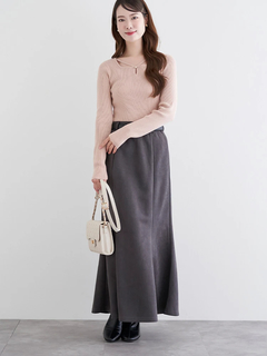 LUDIC PARK(ルディックパーク) |パール付きクロスリブニットトップス