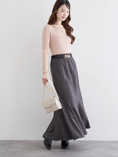 LUDIC PARK(ルディックパーク) |パール付きクロスリブニットトップス