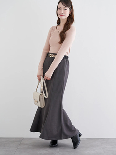 LUDIC PARK(ルディックパーク) |パール付きクロスリブニットトップス