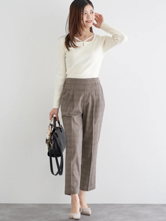 LUDIC PARK(ルディックパーク) |パール付きクロスリブニットトップス