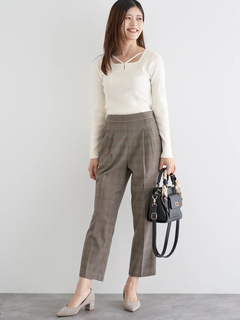 LUDIC PARK(ルディックパーク) |パール付きクロスリブニットトップス