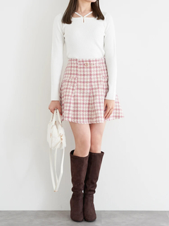 LUDIC PARK(ルディックパーク) |パール付きクロスリブニットトップス