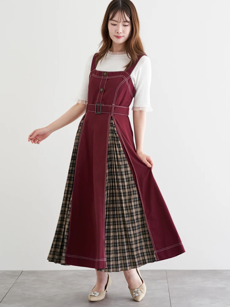 チェックプリーツ切り替えジャンパースカート / LUDIC PARK（ル