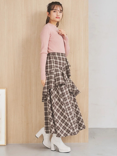 LUDIC PARK(ルディックパーク) |襟ビジューパール付きリブニットトップス