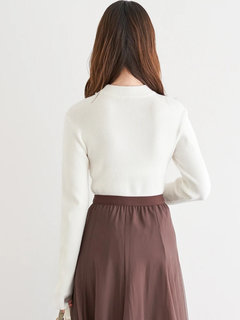 LUDIC PARK(ルディックパーク) |襟ビジューパール付きリブニットトップス