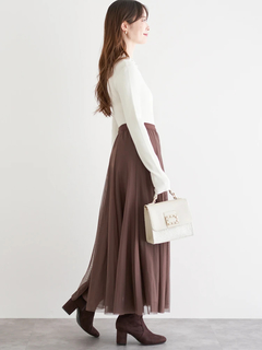 LUDIC PARK(ルディックパーク) |襟ビジューパール付きリブニットトップス