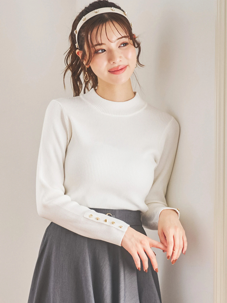 LUDIC PARK(ルディックパーク) |袖ボタンリブニットプルオーバー