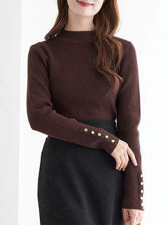 LUDIC PARK(ルディックパーク) |袖ボタンリブニットプルオーバー