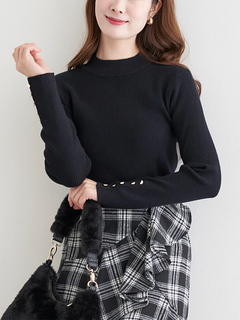 LUDIC PARK(ルディックパーク) |袖ボタンリブニットプルオーバー