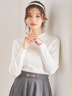 LUDIC PARK(ルディックパーク) |袖ボタンリブニットプルオーバー