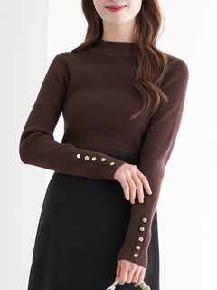 LUDIC PARK(ルディックパーク) |袖ボタンリブニットプルオーバー