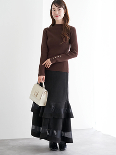 LUDIC PARK(ルディックパーク) |袖ボタンリブニットプルオーバー