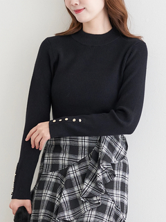 LUDIC PARK(ルディックパーク) |袖ボタンリブニットプルオーバー