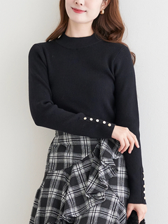 LUDIC PARK(ルディックパーク) |袖ボタンリブニットプルオーバー