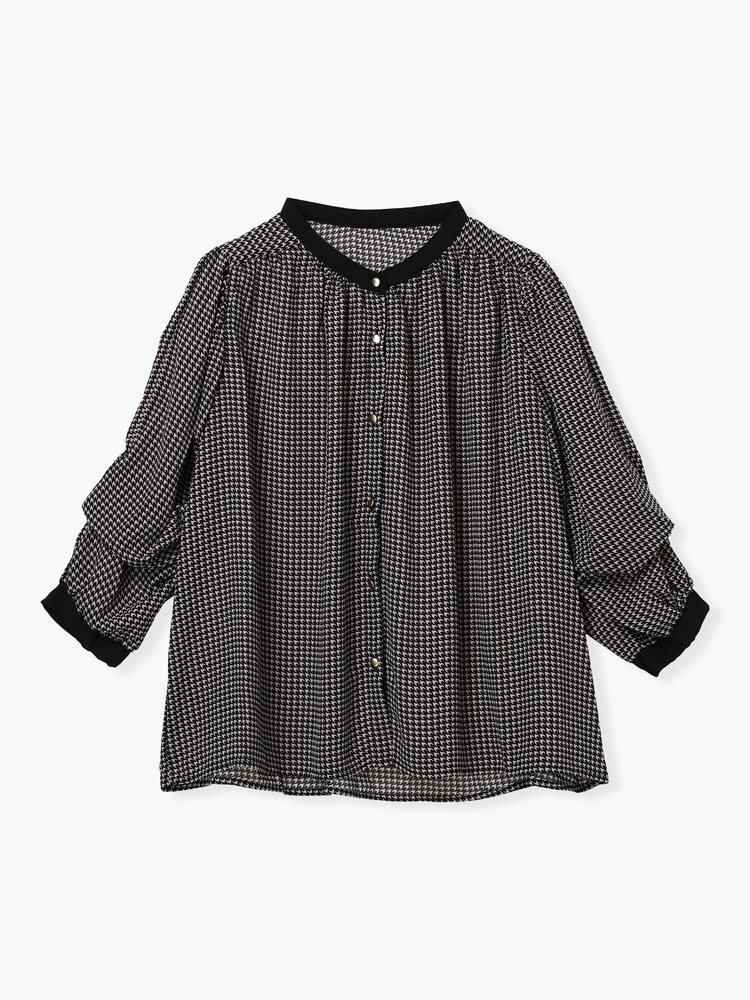 LUDIC PARK(ルディックパーク) |【袖2WAY】千鳥柄ノーカラーシャツ