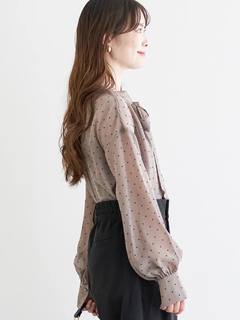 LUDIC PARK(ルディックパーク) |[前後２WAY]ドット柄フロッキープリントボウタイブラウス