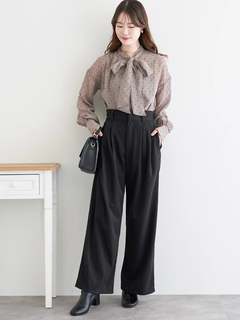 LUDIC PARK(ルディックパーク) |[前後２WAY]ドット柄フロッキープリントボウタイブラウス