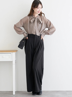 LUDIC PARK(ルディックパーク) |[前後２WAY]ドット柄フロッキープリントボウタイブラウス