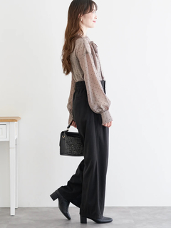 LUDIC PARK(ルディックパーク) |[前後２WAY]ドット柄フロッキープリントボウタイブラウス