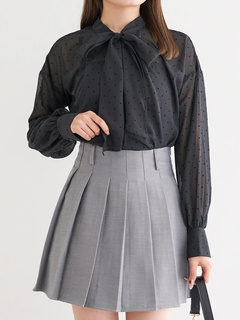 LUDIC PARK(ルディックパーク) |[前後２WAY]ドット柄フロッキープリントボウタイブラウス