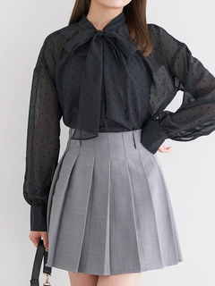 LUDIC PARK(ルディックパーク) |[前後２WAY]ドット柄フロッキープリントボウタイブラウス