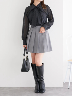 LUDIC PARK(ルディックパーク) |[前後２WAY]ドット柄フロッキープリントボウタイブラウス