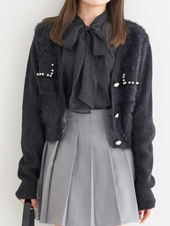 LUDIC PARK(ルディックパーク) |[前後２WAY]ドット柄フロッキープリントボウタイブラウス