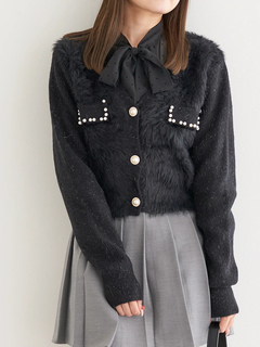 LUDIC PARK(ルディックパーク) |[前後２WAY]ドット柄フロッキープリントボウタイブラウス