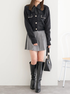 LUDIC PARK(ルディックパーク) |[前後２WAY]ドット柄フロッキープリントボウタイブラウス