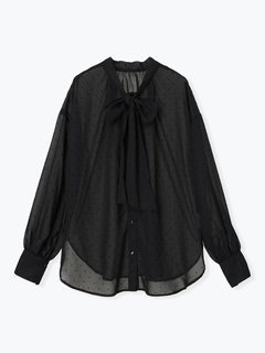 LUDIC PARK(ルディックパーク) |[前後２WAY]ドット柄フロッキープリントボウタイブラウス