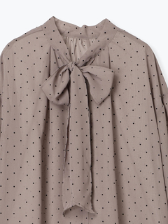 LUDIC PARK(ルディックパーク) |[前後２WAY]ドット柄フロッキープリントボウタイブラウス