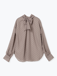 LUDIC PARK(ルディックパーク) |[前後２WAY]ドット柄フロッキープリントボウタイブラウス