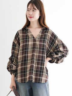 LUDIC PARK(ルディックパーク) |チェック柄タックスリーブスキッパーシャツ