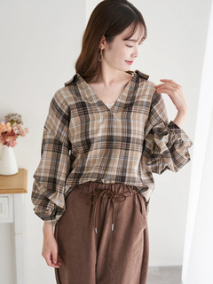 LUDIC PARK(ルディックパーク) |チェック柄タックスリーブスキッパーシャツ