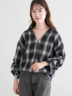 LUDIC PARK(ルディックパーク) |チェック柄タックスリーブスキッパーシャツ